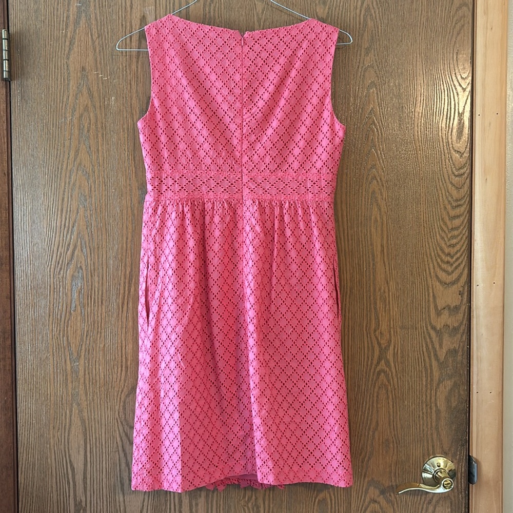 Maggy London Orange Pink Sheath Mini Dress V-neck Sleeveless Size 6 - Picture 4 of 7